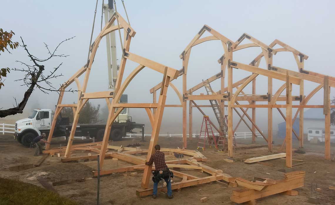 Timber Frame Barn Raising | Handcrafted Wood LLC