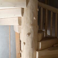 View underneath | Log Spiral Stairs | Handcrafted Wood LLC