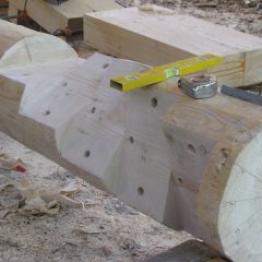The first flats crafted where the treads will attach | Log Spiral Stairs | Handcrafted Wood LLC