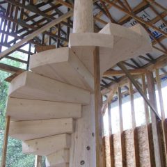 Even the underside of these treats are gorgeous | Log Spiral Stairs | Handcrafted Wood LLC