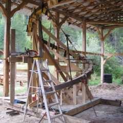 Jig for laminating the curved log spiral hand railing | Log Spiral Stairs | Handcrafted Wood LLC