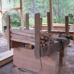 Spindles for the log railing | Log Spiral Stairs | Handcrafted Wood LLC