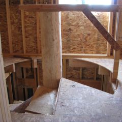 Stairs installed | Log Spiral Stairs | Handcrafted Wood LLC