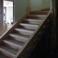Timber stairs to the basement | Handcrafted Timber Accents | Handcrafted Wood LLC