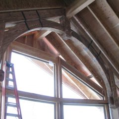 Large timber frame hammer truss in the great room | Handcrafted Timber Accents | Handcrafted Wood LLC