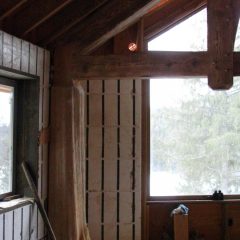 The custom sawn flared base cedar posts installed below the truss | Handcrafted Timber Accents | Handcrafted Wood LLC