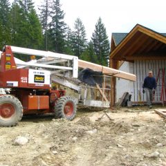 Installing the front entry truss | Handcrafted Timber Accents | Handcrafted Wood LLC