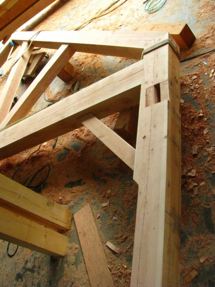timber frame garage - handcrafted wood