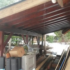 Carport area is 14 feet wide | Timber Frame Garage | Handcrafted Wood LLC