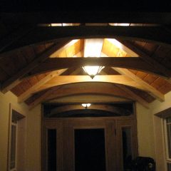Foyer trusses | Timber Frame Home | Handcrafted Wood LLC