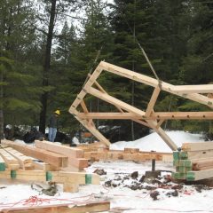 Timber frame raising day | Timber Frame Home | Handcrafted Wood LLC