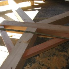 Rear bent of the timber frame | Timber Frame Home | Handcrafted Wood LLC