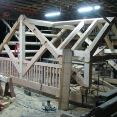 Just prior to disassembling to move to the building site | Timber Frame Home | Handcrafted Wood LLC