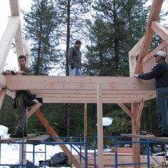 Installing the loft floor joists | Timber Frame Home | Handcrafted Wood LLC