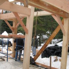 Looking through what will be the dining room | Timber Frame Home | Handcrafted Wood LLC