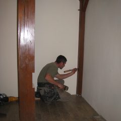 Marking the layout of the loft stairs | Timber Frame Home | Handcrafted Wood LLC