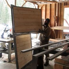 Custom sliding dutch doors for exterior stall doors | Timber Frame Barn | Handcrafted Wood LLC