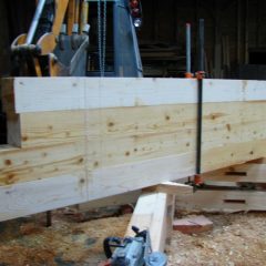Laminating the beams for arched queen posts | Timber Frame Hot Tub Pavilion | Handcrafted Wood LLC