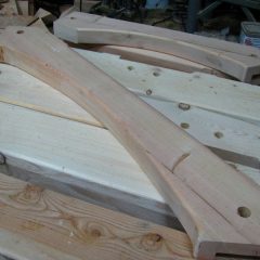 Curved knee braces with tenons | Timber Frame Hot Tub Pavilion | Handcrafted Wood LLC