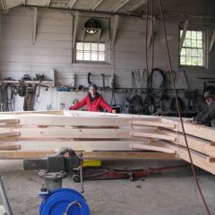 Assembled bents on construction site | Timber Frame Hot Tub Pavilion | Handcrafted Wood LLC