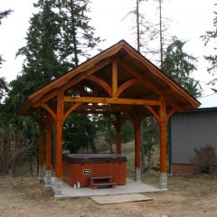 Doesn't that look inviting? | Timber Frame Hot Tub Pavilion | Handcrafted Wood LLC