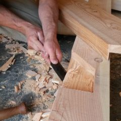 Finishing the tenon |Custom Timber Frame Miniature Horse Barn | Handcrafted Wood LLC