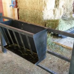 Custom fabricated feeder Custom Timber Frame Miniature Horse Barn | Handcrafted Wood LLC