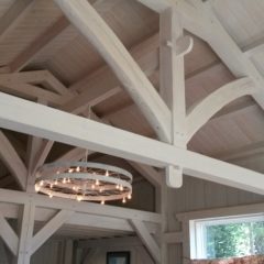 Open timber work | Custom Timber Frame Miniature Horse Barn | Handcrafted Wood LLC