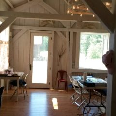Interior art studio area | Custom Timber Frame Miniature Horse Barn | Handcrafted Wood LLC