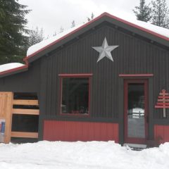 Exterior finish | Barn with interior art studio space | Custom Timber Frame Miniature Horse Barn | Handcrafted Wood LLC