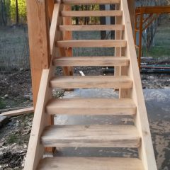 Straight Run Timber Stairs  | Timber Frame RV Cover | Handcrafted Wood LLC